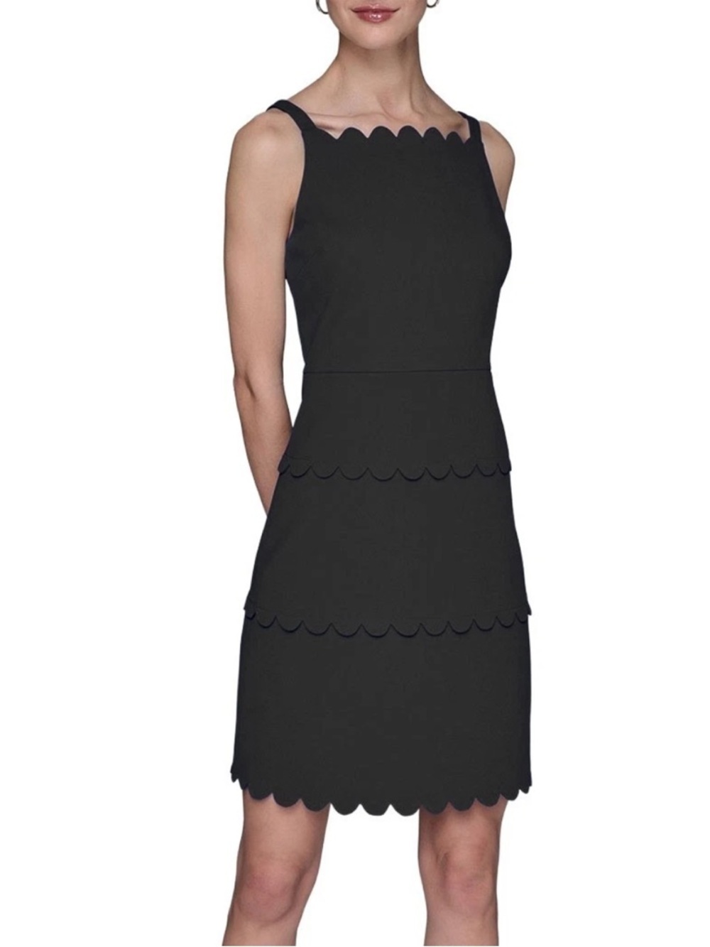KARL LAGERFELD PARIS
Scallop Trim Scuba Mini Dress